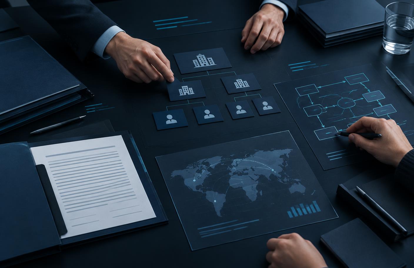Professional team mapping entity structures and cross-border transactions
